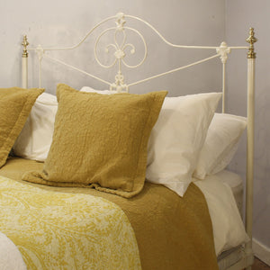 5ft Cast Iron Antique Bed in Ivory
