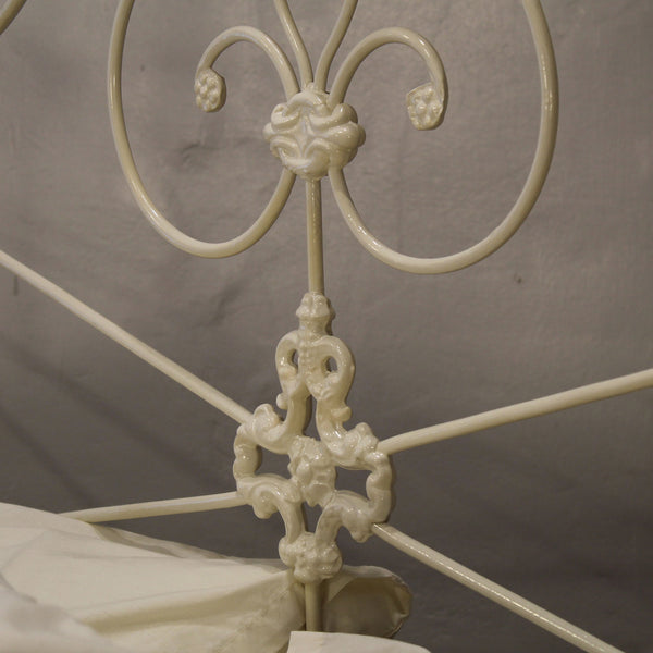 5ft Cast Iron Antique Bed in Ivory