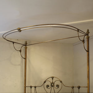 Antique Half Tester Bed in Faded Gold