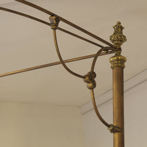 Antique Half Tester Bed in Faded Gold