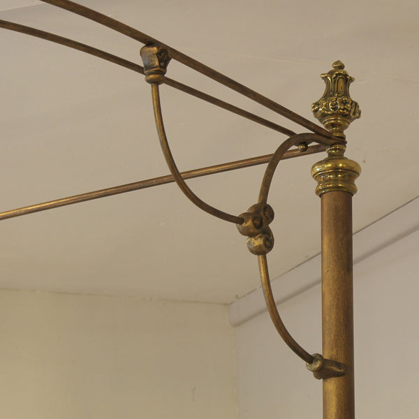 Antique Half Tester Bed in Faded Gold