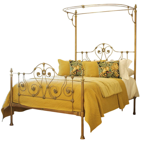 Antique Half Tester Bed in Faded Gold