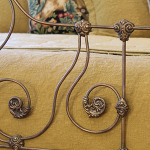 Antique Half Tester Bed in Faded Gold
