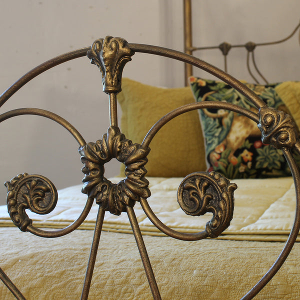 Antique Half Tester Bed in Faded Gold