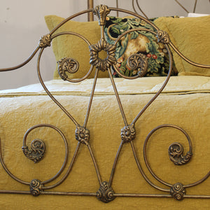 Antique Half Tester Bed in Faded Gold
