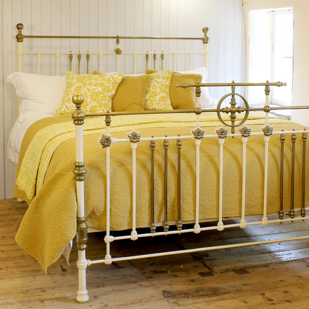 Super King Metal Antique Bed in Cream