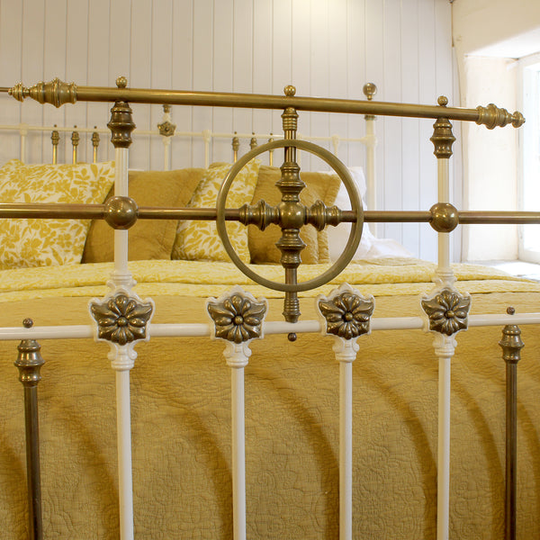 Super King Metal Antique Bed in Cream