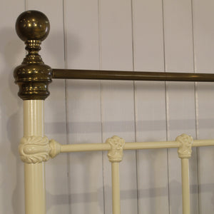 Super King Metal Antique Bed in Cream
