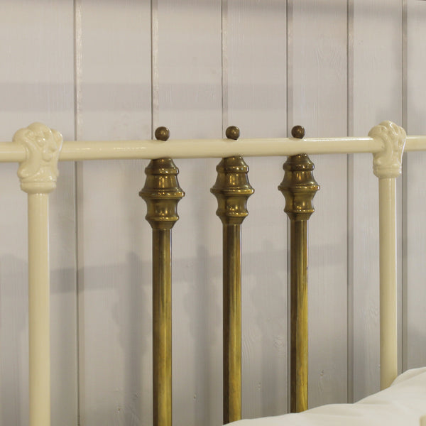 Super King Metal Antique Bed in Cream