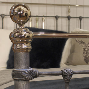 Super King Antique Bed in Pewter and Nickel