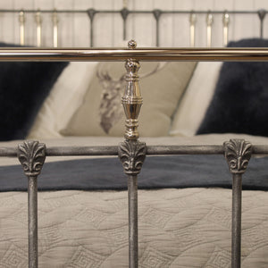 Super King Antique Bed in Pewter and Nickel