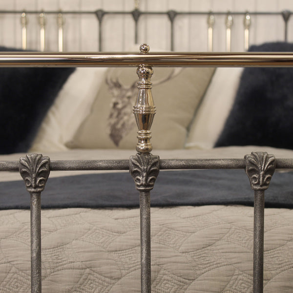 Super King Antique Bed in Pewter and Nickel