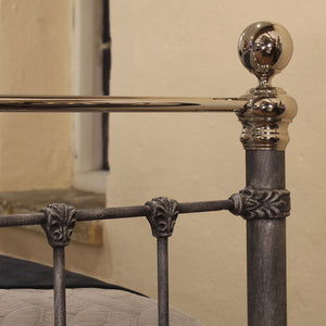 Super King Antique Bed in Pewter and Nickel