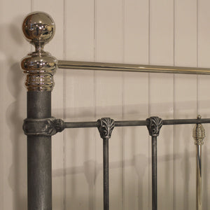 Super King Antique Bed in Pewter and Nickel