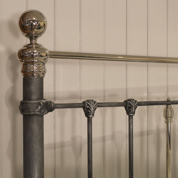 Super King Antique Bed in Pewter and Nickel