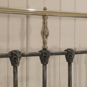 Super King Antique Bed in Pewter and Nickel