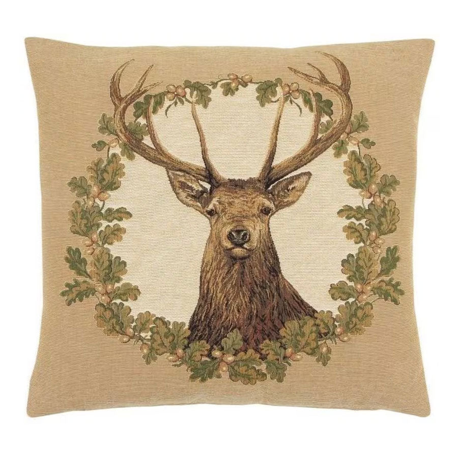 Stag Beige Wreath Cushion