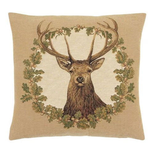 Stag Beige Wreath Cushion