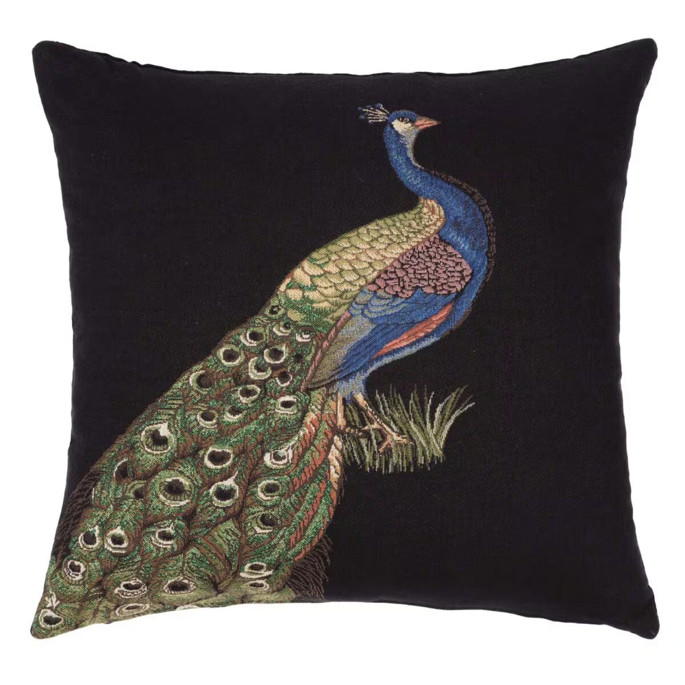 Black Peacock Left Cushion