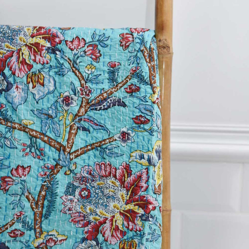 Kantha Throw - Blue Orchid