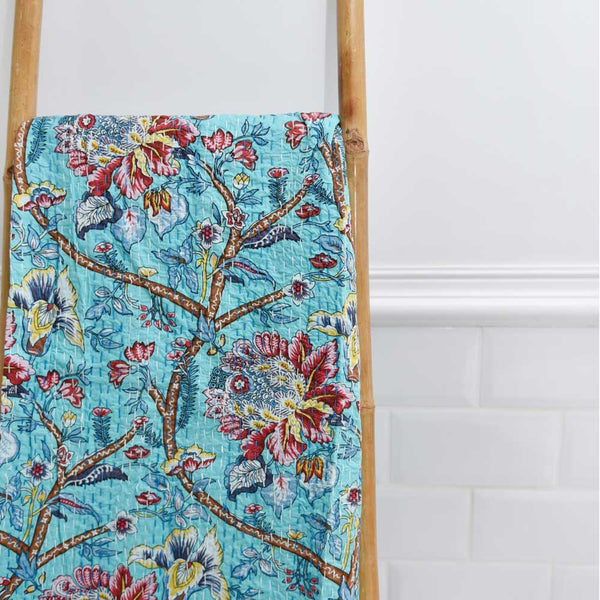 Kantha Throw - Blue Orchid