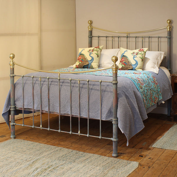 King Size Antique Bed in Blue Verdigris