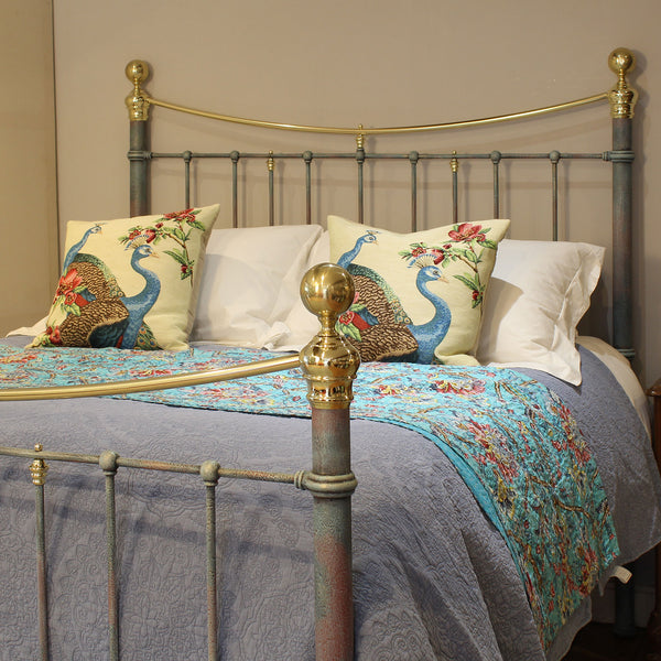 King Size Antique Bed in Blue Verdigris