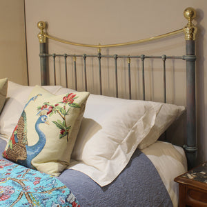 King Size Antique Bed in Blue Verdigris