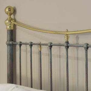 King Size Antique Bed in Blue Verdigris
