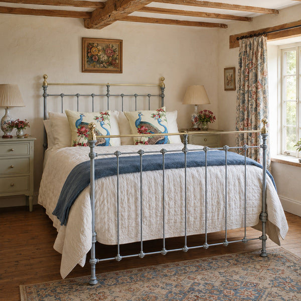 Double Antique Bed in Blue Verdigris, MD182