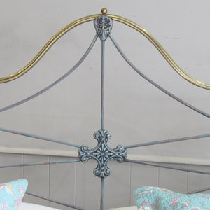 Double Antique Platform Bed in Blue Verdigris, MD160