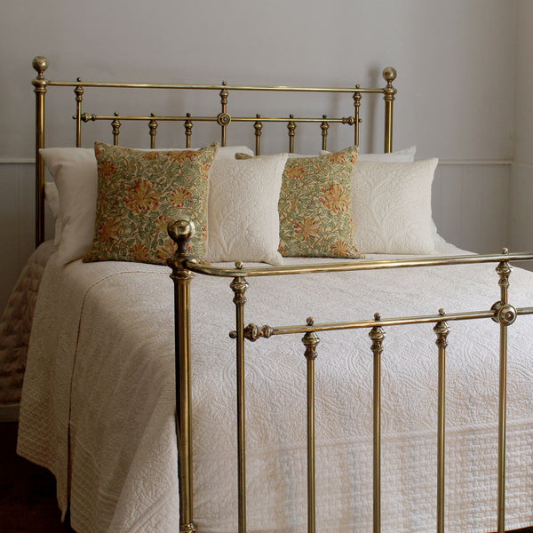 Double All Brass Antique Bed with Bow Foot