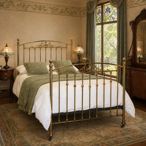 Double Brass Art Nouveau Antique Bed, MD187