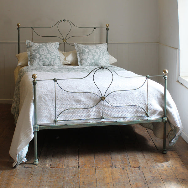 Double Cast Iron Antique Bed in Green Verdigris, MD191