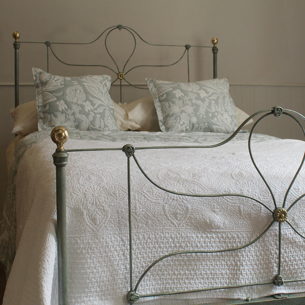 Double Cast Iron Antique Bed in Green Verdigris, MD191