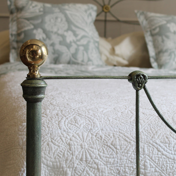 Double Cast Iron Antique Bed in Green Verdigris, MD191