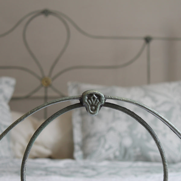 Double Cast Iron Antique Bed in Green Verdigris, MD191