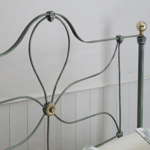 Double Cast Iron Antique Bed in Green Verdigris, MD191