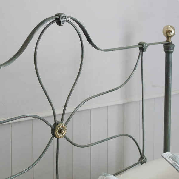 Double Cast Iron Antique Bed in Green Verdigris, MD191
