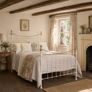 Double Antique Bed in Soft Cream, MD181