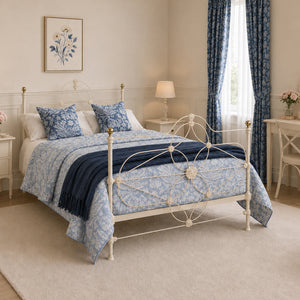 Double Cast Iron Antique Bed in Cream, MD190