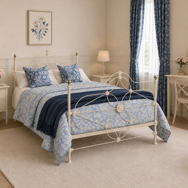 Double Cast Iron Antique Bed in Cream, MD190