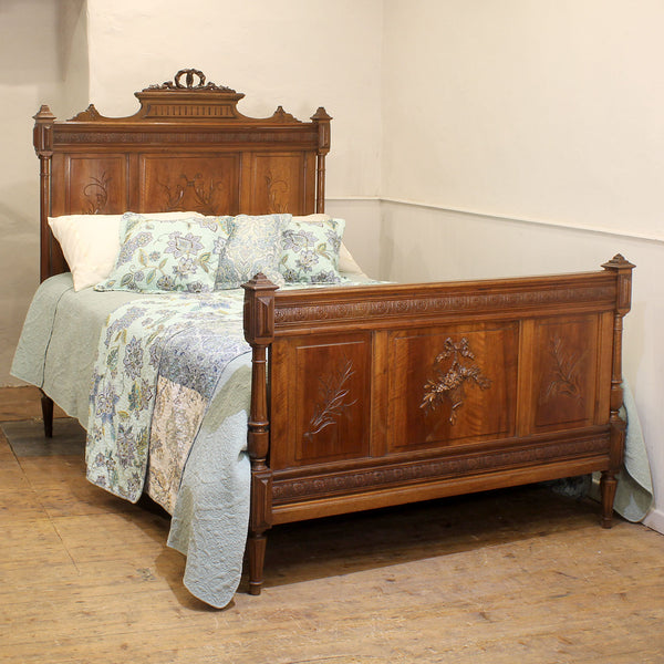 Walnut Carved Double Antique Bed