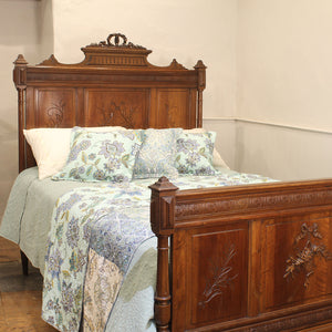 Walnut Carved Double Antique Bed