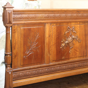 Walnut Carved Double Antique Bed
