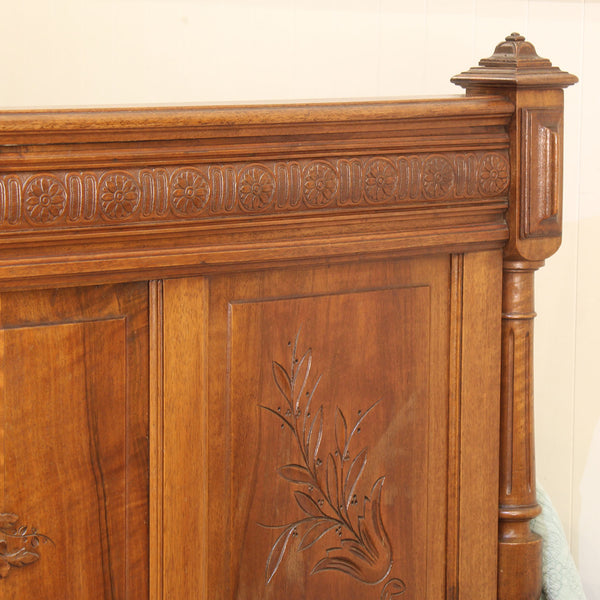 Walnut Carved Double Antique Bed