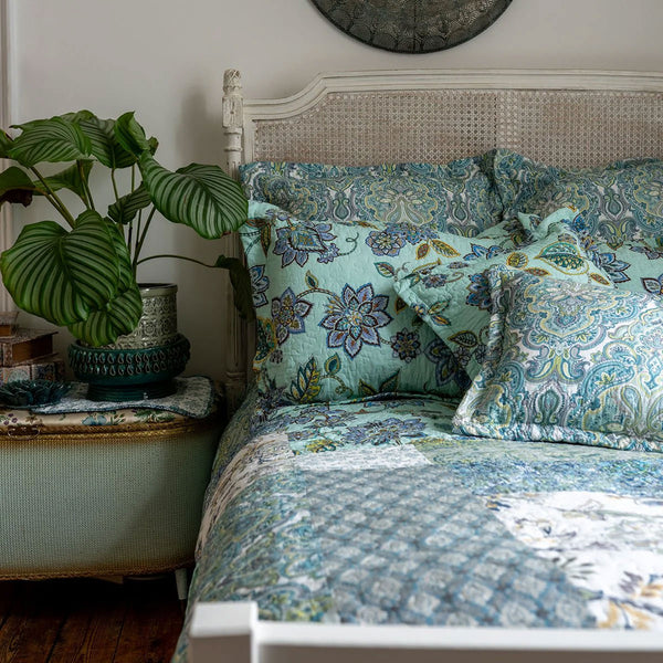 Duck Egg Blue Printed Patchwork