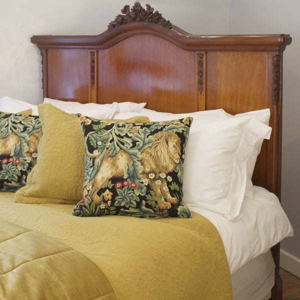 Mahogany antique bed with floral carving