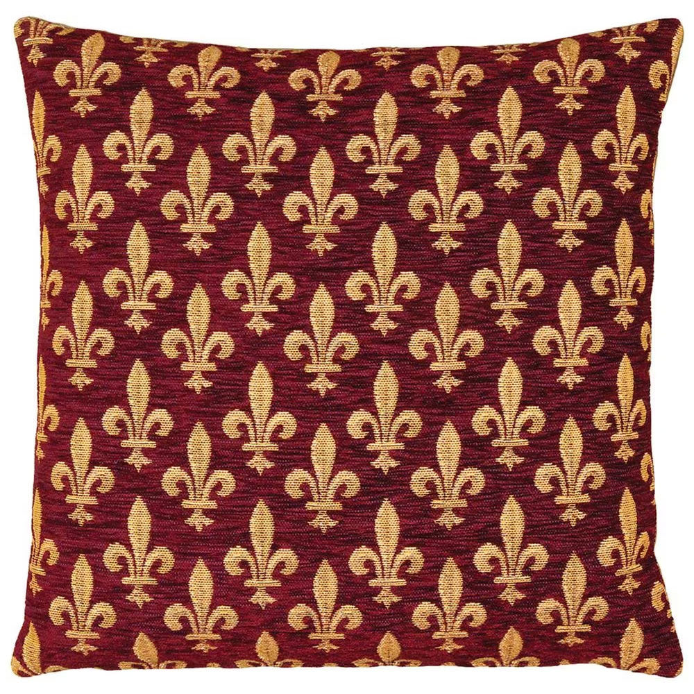 Fleur de Lys Burgundy Cushion