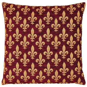 Fleur de Lys Burgundy Cushion
